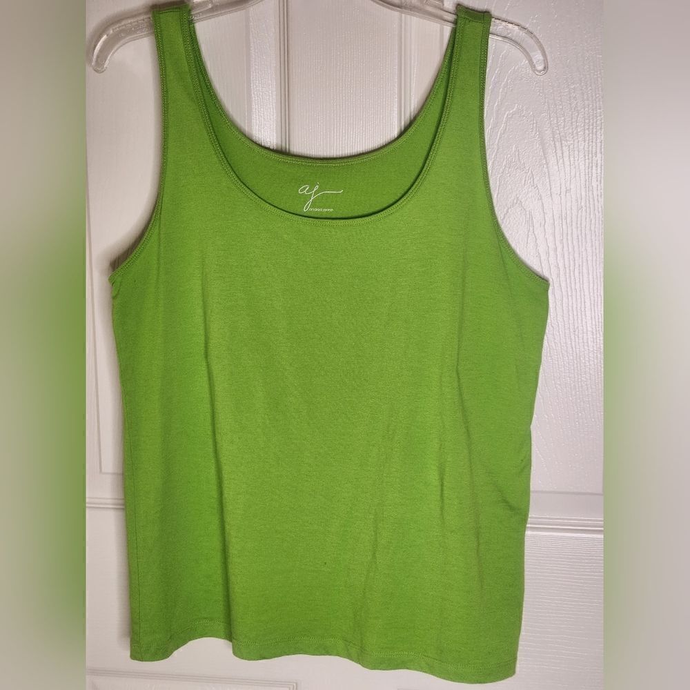 Aj Andrea Jovine L Grass Green 100% Pima Cotton Women’s Top Tank